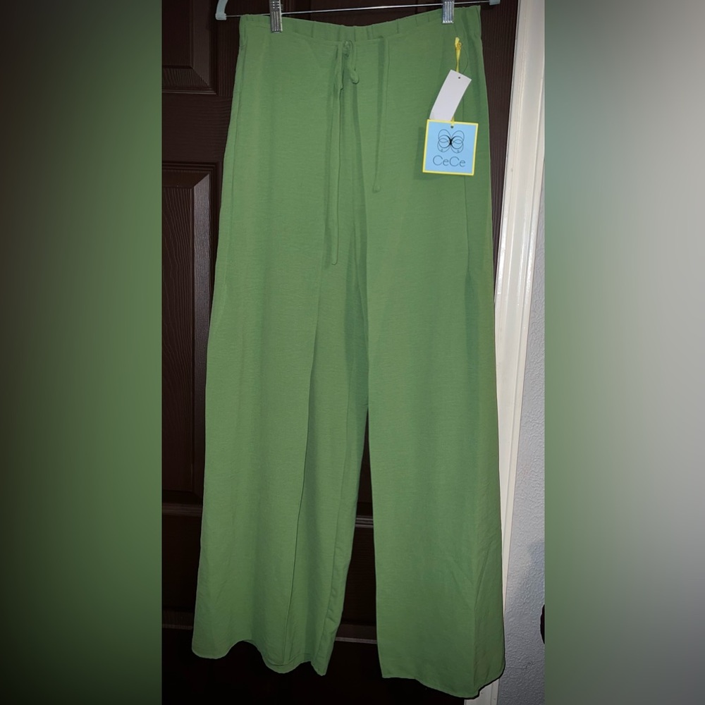 CeCe Light Green Wide-Leg Pants - Picture 4 of 11